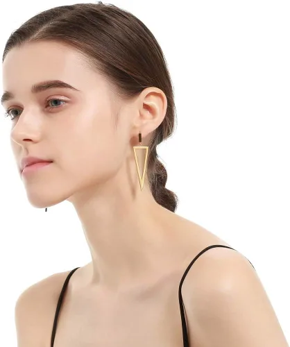Miniatura 8 de LILIE&WHITE Pendientes colgantes de triángulo de metal para mujer, joyería de disfraz