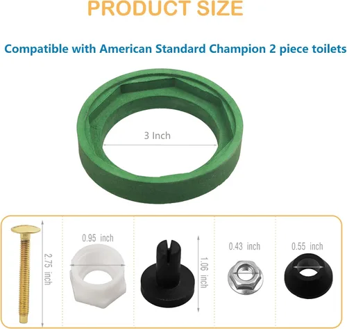 Miniatura 4 de Kit de acoplamiento de tanque de inodoro de 3 pulgadas a taza, compatible con piezas de inodoro American Standard Champion 4 AS738756-0070A, incluye