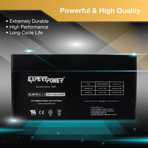 Miniatura 4 de ExpertPower EXP1213 - Batería recargable de 1.3Ah 12V AGM SLA con terminales F1, plomo ácido sellado, pequeña batería de repuesto de 12 voltios
