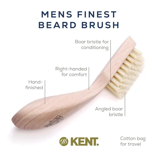 Miniatura 4 de Kent BRD2 - Cepillo de cerdas de jabalí para barba para hombre, cerdas de jabalí blancas naturales especialmente cortadas para dar forma y aseo
