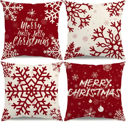 Miniatura 9 de Fundas de Almohada de Navidad 16x16 Azul Decoraciones de Navidad Copo de Nieve Fundas de Almohada Decorativas Feliz Navidad Decoración de Vacaciones