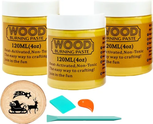 Miniatura 9 de JAJADO Pasta para Quemar Madera y Mini Espátula, Gel para Quemar Madera de 4 OZ para Lienzo, Mezclilla, Tablero de Madera para Manualidades, Pasta