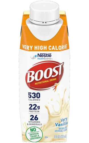 Miniatura 3 de Boost Bebida nutricional completa de calorías, muy alta, caja de vainilla, 8 onzas, paquete de 27