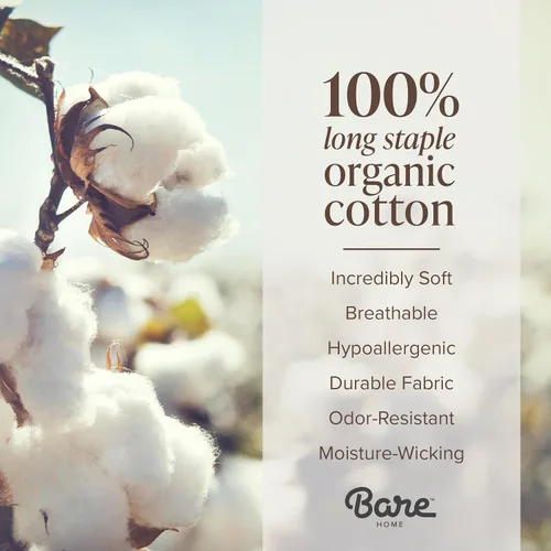 Miniatura 5 de Bare Home Sábana Bajera Ajustable de Satén de Algodón 100% Orgánico - 400 Hilos - Tejido de Satén Suave - Transpirable y Refrescante - Lujo de Hotel