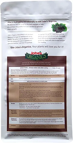 Miniatura 3 de Jobe’s comida de sangre orgánica 12-0-0 nitrógeno orgánico para moras, vegetales, helechos, arbustos y composta, bolsa de 3 libras, N/A, N/A