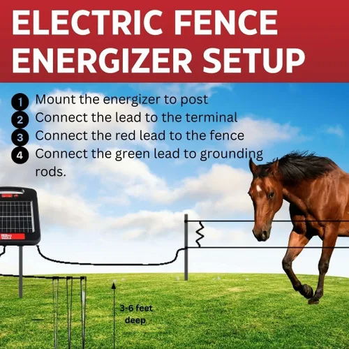 Miniatura 6 de Cargador solar eléctrico para valla para energía diurna y nocturna Red Sizzle 12S 1.85 Joule Energizador solar para mantener fuera a