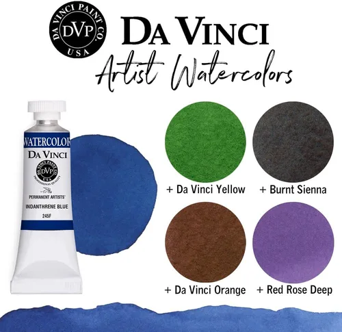 Miniatura 32 de DA VINCI PAINTS Pintura Acuarela Profesional para Artistas, Alizarin Crimson (Quinacridone), 37ml Índigo