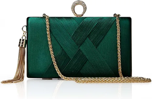 BABEYOND Monederos de mano para mujer, bolso de noche con borla colgante para novia, fiesta, graduación, boda