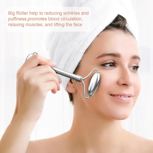 Miniatura 4 de Rodillos de acero inoxidable Gua Sha y cara - Rodillo de metal para ojos y cuello, herramientas de masaje facial antienvejecimiento, kit de Jgs-1