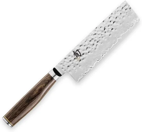 Shun Cutlery Premier - Cuchillo de cocina japonés hecho a mano de 5.5 pulgadas, ideal para cortar verduras y chef multiusos, Nakiri profesional, 5.5