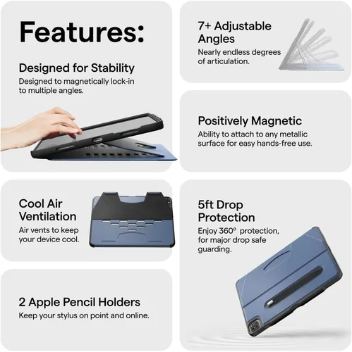 Miniatura 7 de ZUGU - Funda protectora ultra delgada para iPad Pro de 12.9 pulgadas de 5ª y 6ª generación de 2021/2022 con soporte, cubierta protectora delgada