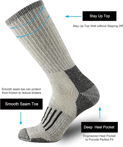 Miniatura 3 de ONKE Calcetines acolchados de lana merino para hombre, para senderismo, todas las estaciones, botas de trabajo, pesadas, gruesas, térmicas, absorben
