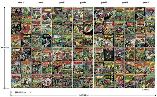 Miniatura 5 de RoomMates RMK11410M Marvel Comic Cover - Mural de papel tapiz para despegar y pegar, 10.5 pies x 6 pies