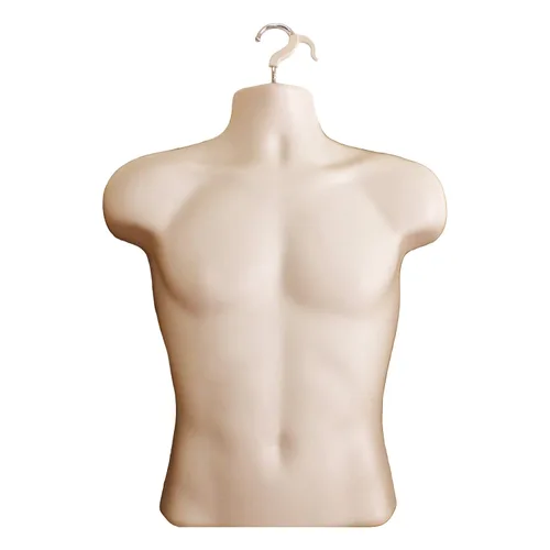 Miniatura 4 de Torso de maniquí masculino con soporte de metal, cuerpo hueco en la espalda, apilable, forma de vestido para exhibición de camisetas, encimera