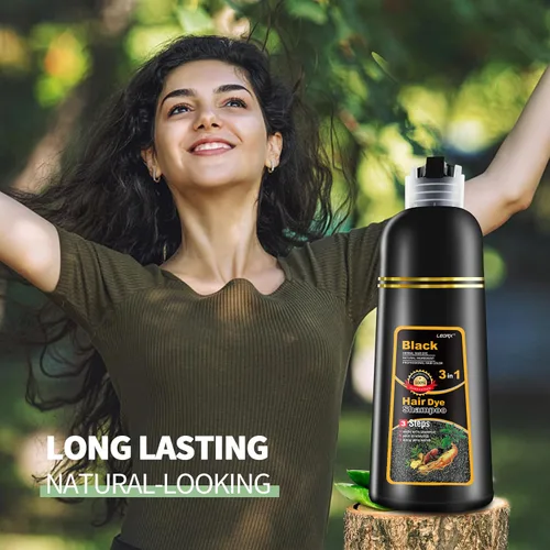Miniatura 8 de leorx - Paquete de 2 champús de tinte para el cabello negro, 3 en 1, tinte de champú para cobertura de canas, coloración herbaria instantánea