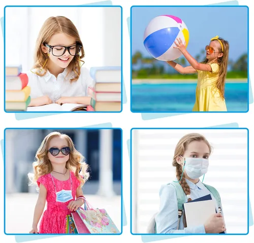 Miniatura 7 de Hifot Paquete de 10 correas para lentes para niñas, ajustador elástico para gafas, cordón de cadena para máscara