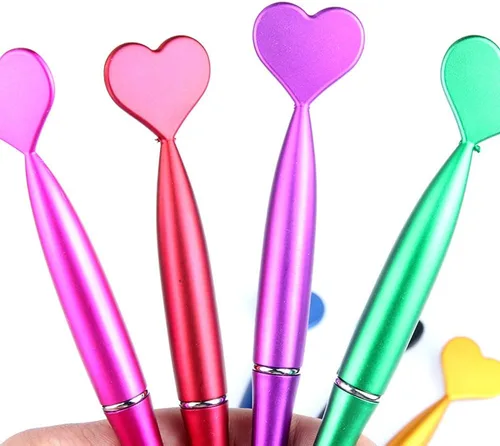 Miniatura 6 de JKJF 8 bolígrafos en forma de corazón, bolígrafo de tinta de gel con forma de corazón, bolígrafos de punta redonda para escuela, oficina, papelería