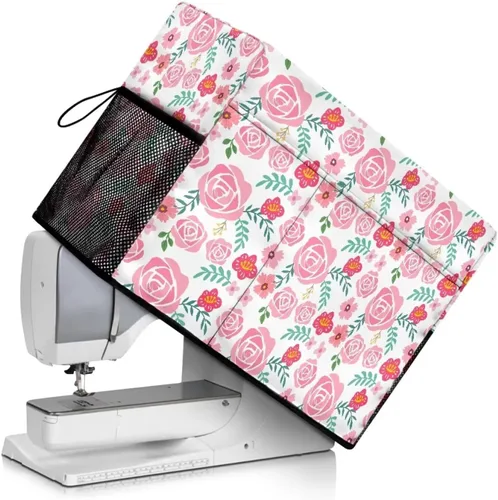Miniatura 29 de Mumeson Cubierta antipolvo para máquina de coser de gatos negros con flores, para la mayoría de máquinas de coser estándar, plegable, duradera
