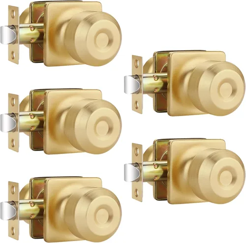 Miniatura 23 de EHOMEWARE Paquete de 2 pomos de puerta interiores, manija de puerta negra con cerradura, pomo de puerta de dormitorio/baño sin llave, pomo redondo