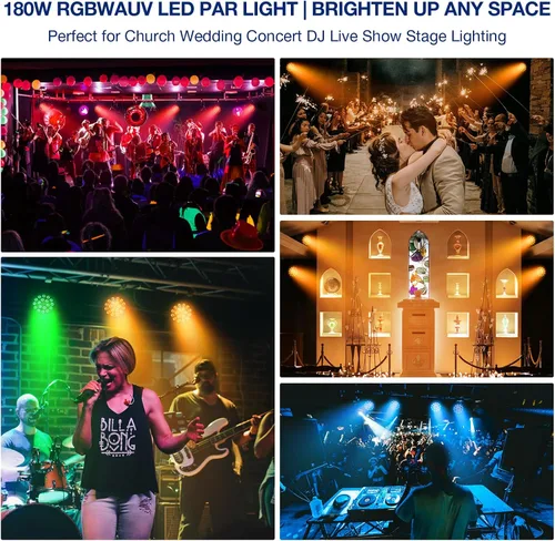 Miniatura 6 de Luz LED para escenario, 18 x 10 W, RGBWA+UV 6 en 1, efecto de lavado/estroboscópico con carcasa de aleación de aluminio por DMX Control Uplighting