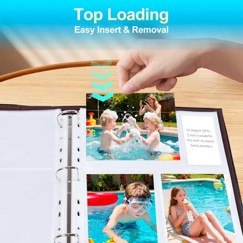 Miniatura 5 de Paquete de 30 páginas de repuesto para álbumes de fotos de 4 x 6 pulgadas para carpeta de 3 anillos, fundas de fotos ultra transparentes