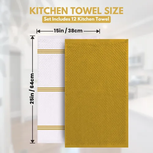 Miniatura 4 de Infinitee Xclusives Toallas de Cocina Premium - [Paquete de 12] 100% Toallas de Mano de Cocina de Algodón (38 x 63,5 cm) - Toallas de Cocina