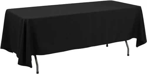 Miniatura 26 de Mantel rectangular de poliéster, manteles para mesas rectangulares de 6 pies, manteles de tela decorativa lavable para bodas, banquetes y campamento