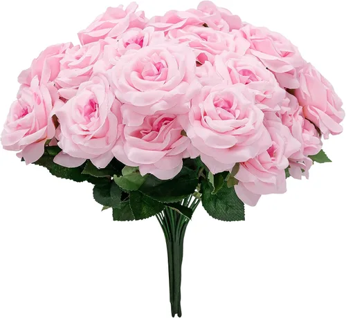 Miniatura 24 de Flores artificiales/falsas/sintéticas, rosas con 2 flores, coral, 10 unidades para bodas, hogar, fiestas, restaurantes