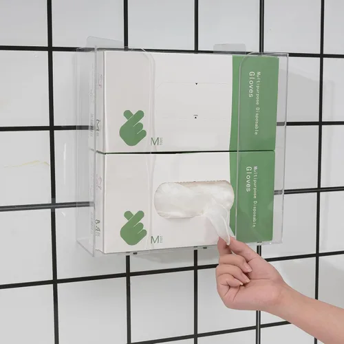 Miniatura 4 de Cq acrylic Soporte para guantes de goma para montaje en pared, dispensador transparente de guantes desechables y caja de guantes en la pared