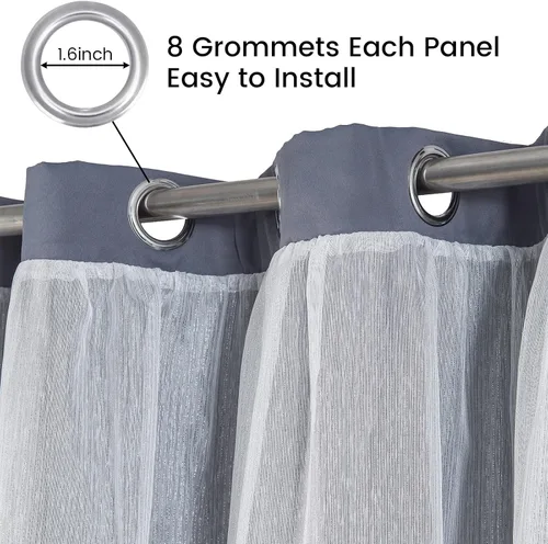 Miniatura 5 de OKYUK Paneles de cortinas opacas para dormitorio, cortinas de bloqueo de calor y luz completa, 52 x 84 pulgadas, panel de cortina opaca con ojales