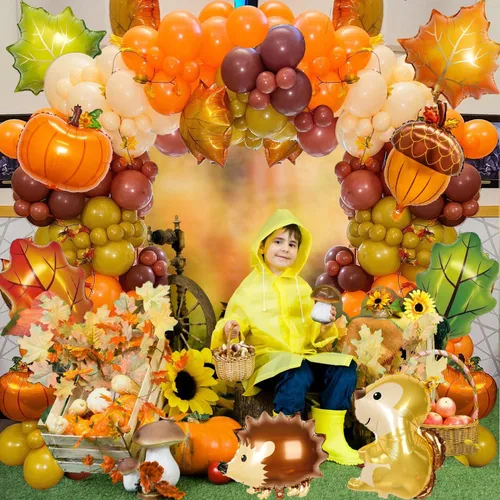 Miniatura 5 de Kit de guirnalda de arco de globos de otoño para decoraciones de Acción de Gracias, 143 piezas de decoraciones de fiesta de Acción de Gracias