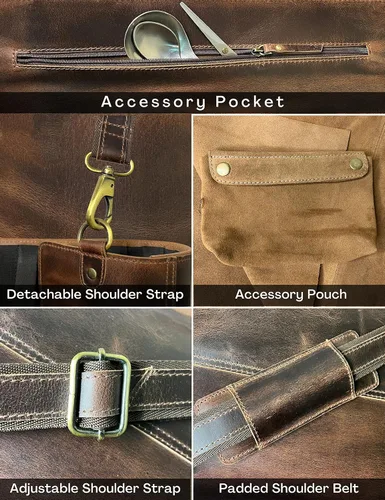 Miniatura 4 de Bolsa de almacenamiento de rollo de cuchillo de cuero con bolsa enrollable para herramientas, rollo de estuche para cuchillos de chef para viajes