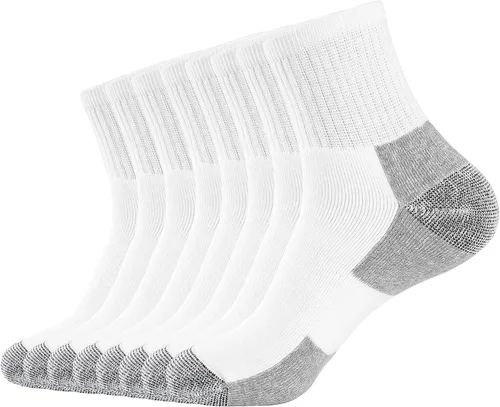 WANDER - 8 pares de calcetines deportivos de algodón para hombres y mujeres, gruesos y acolchados, para correr, altura al tobillo, tallas 7-9 9-12
