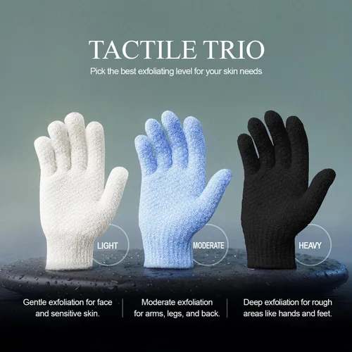 Miniatura 5 de Evridwear Guantes de baño exfoliantes de doble textura para ducha, spa, masaje y exfoliaciones corporales, removedor de células muertas de la piel