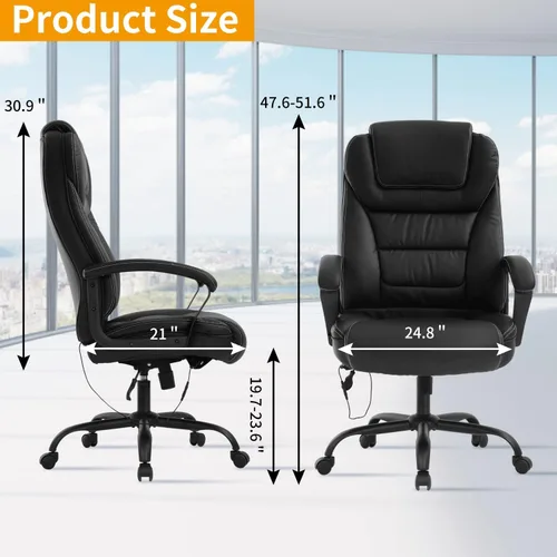 Miniatura 2 de Silla de oficina grande y alta para personas pesadas, 500 libras, silla de computadora de piel sintética, silla de escritorio de masaje, silla