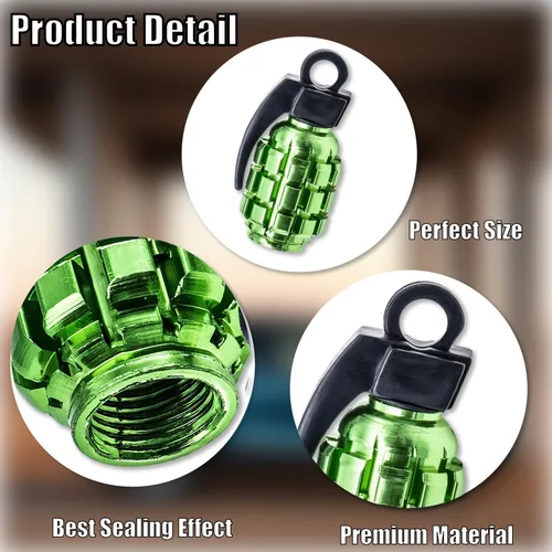Miniatura 2 de 8 tapas de vástago de válvula de neumático, tapas de válvula de neumático de acero inoxidable para automóviles, camiones, SUV, motocicletas, Verde