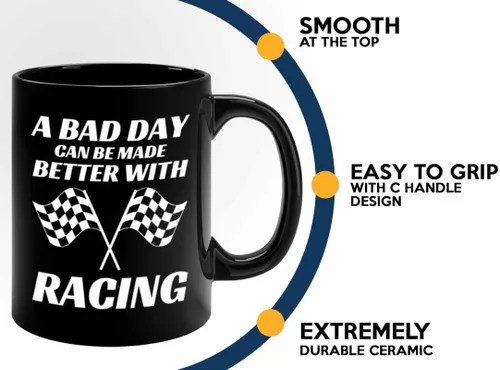 Miniatura 4 de Taza de café Racer de 11 onzas, color negro, Better With Racing - Fuel Speed Racer Car Guys Circuit Automotriz Racing Boy Regalos para él, papá