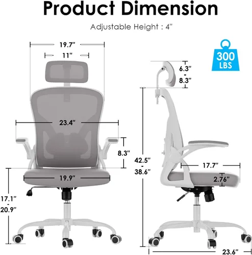 Miniatura 2 de Farini Silla Ergonómica de Oficina, Silla de Escritorio para Oficina en Casa con Reposacabezas, Silla de Computadora de Respaldo Alto con Respaldo