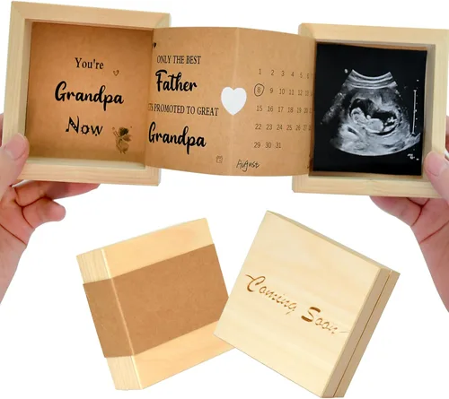 Anuncio de abuelo, ideas de revelación de embarazo, marco de fotos de ultrasonido, caja de fotos de recuerdo, regalos para abuelos nuevos de 4 x 4