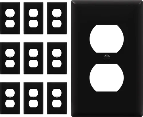 Miniatura 56 de ENERLITES Placa de pared de salida de receptáculo dúplex de tamaño mediano, placas de cubiertas de toma de corriente, tamaño medio de 1 banda, 4.88