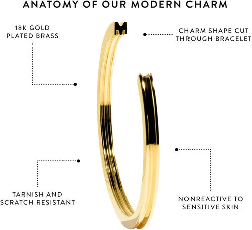 Miniatura 3 de Stella Valle Initial Charm Bracelet - 18K Gold Plated Brass Cuff Bracelet in the Shape of Initial