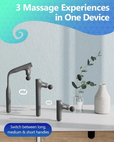 Miniatura 4 de 3-en-1 Pistola de masaje desmontable de tejido profundo, masajeador de espalda ergonómico con mango extensible para alivio del dolor, masajeador