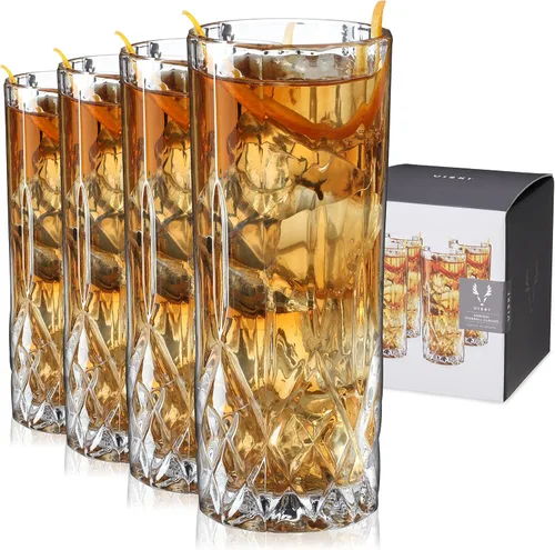 Vasos Highball Viski Admiral, Vasos de Cristal para Beber, Cristalería Elegante para Whisky, Vodka, Cócteles, Perfectos para Bares en Casa, Fiestas