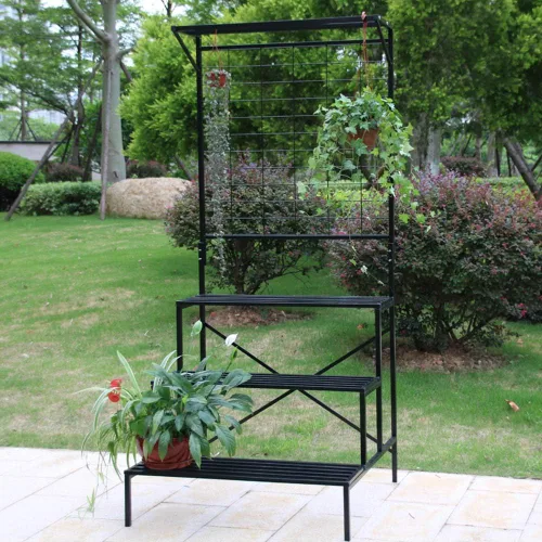 Miniatura 9 de Zhongma Soporte de metal resistente de 2 niveles para plantas para el hogar, interior y exterior, 35.43 pulgadas de largo x 17.5 pulgadas de ancho x