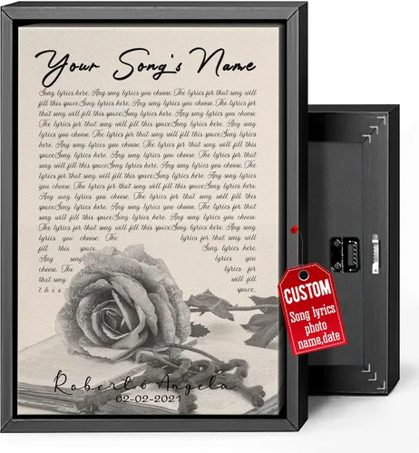 Miniatura 11 de H-DEWALL Regalos para marido de parte de la esposa, letras de canciones personalizadas con marco, discos de vinilo retro, decoración de pared