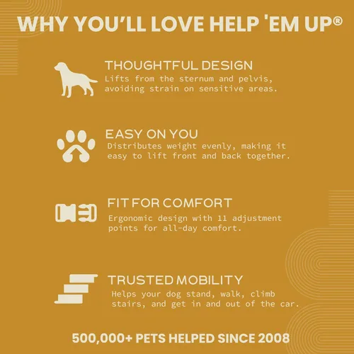 Miniatura 5 de Arnés Help 'Em Up │ Arnés de elevación ajustable para perros │ Soporte de cuerpo completo, soporte de patas traseras (Convencional, Pequeño)