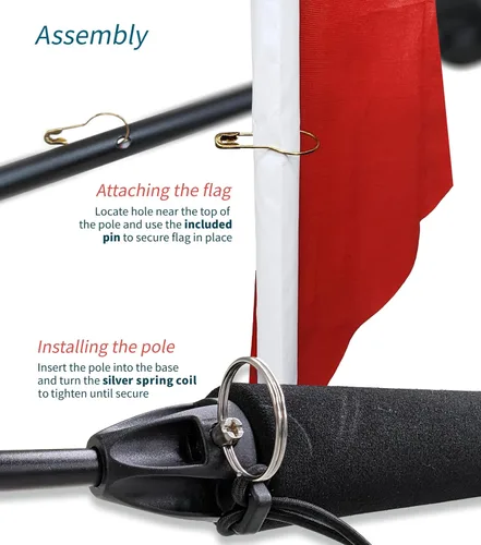 Miniatura 8 de Pactrade Marine Bandera de kayak con luz – Kit portátil de barra de bandera de 360 grados de luz blanca y barco para riel de pista y soporte de caña