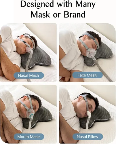 Miniatura 4 de Almohada de espuma viscoelástica CPAP, almohada de viaje pequeña para todos los usuarios de CPAP con funda refrescante y lavable, almohada de cuello