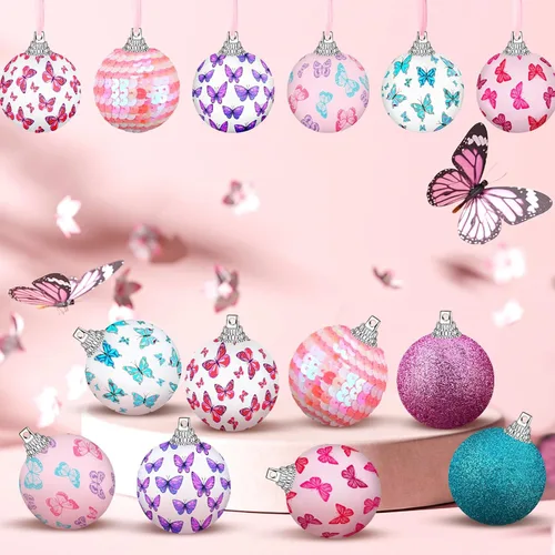 Miniatura 2 de Zeyune 16 adornos de árbol de primavera de 1.97 pulgadas, decoraciones de mariposa de verano para árbol pequeño, adornos de bolas de vacaciones