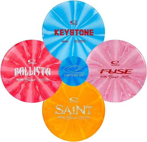 Miniatura 7 de Latitude 64 Retro Burst Disc Juego de golf, juegos al aire libre, juego de iniciación de frisbee para hombres y mujeres, conductores de River &